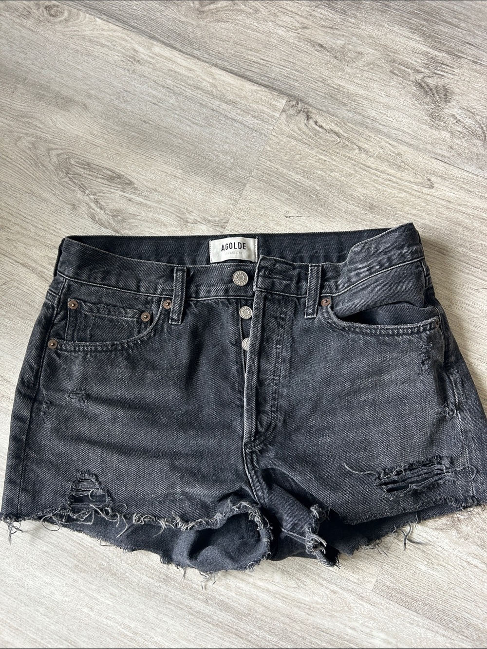 Agolde Parker cutoff shorts size 26 faded black denim
